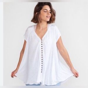 Free People White Flowing Button Down Blouse Size Small New With tags